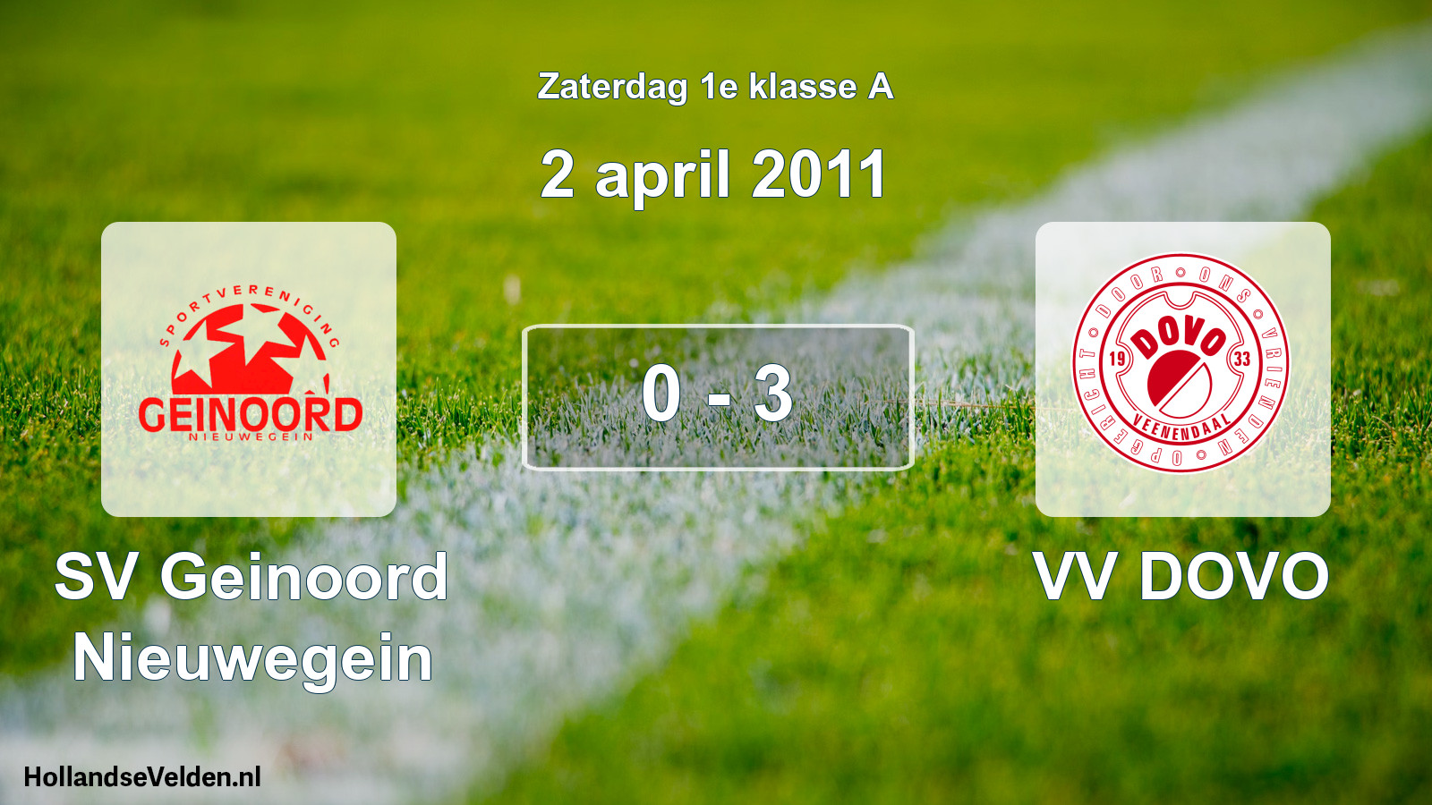 Total number of matches played: SV Geinoord Nieuwegein - VV DOVO 0 - 3 (2 April 2011)