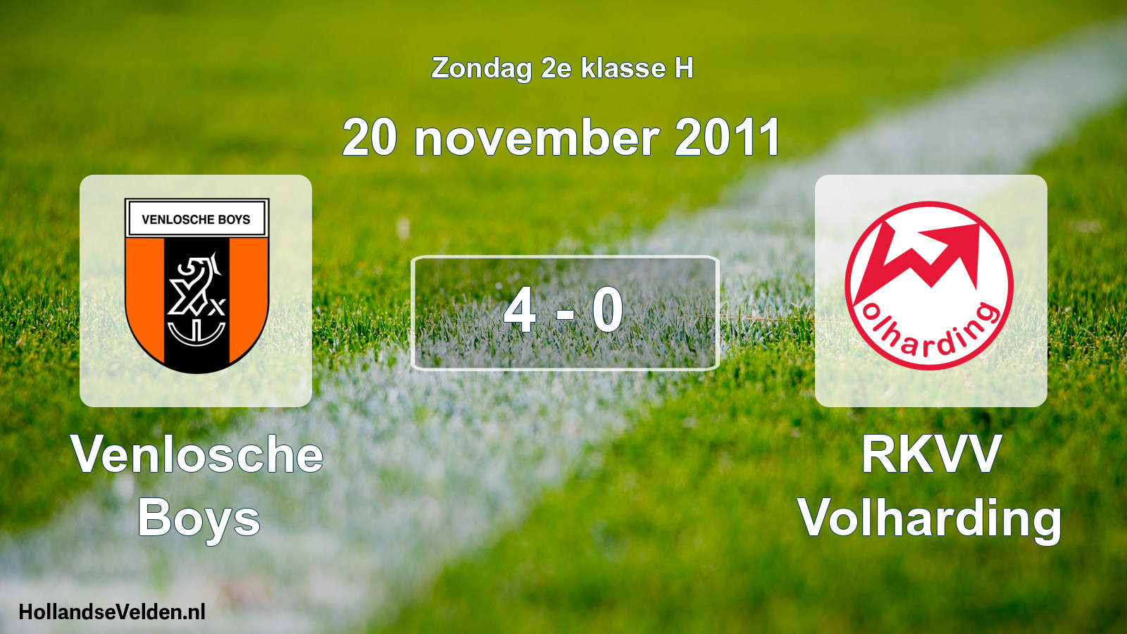 Total number of matches played: Venlosche Boys - RKVV Volharding 4 - 0 (20 November 2011)