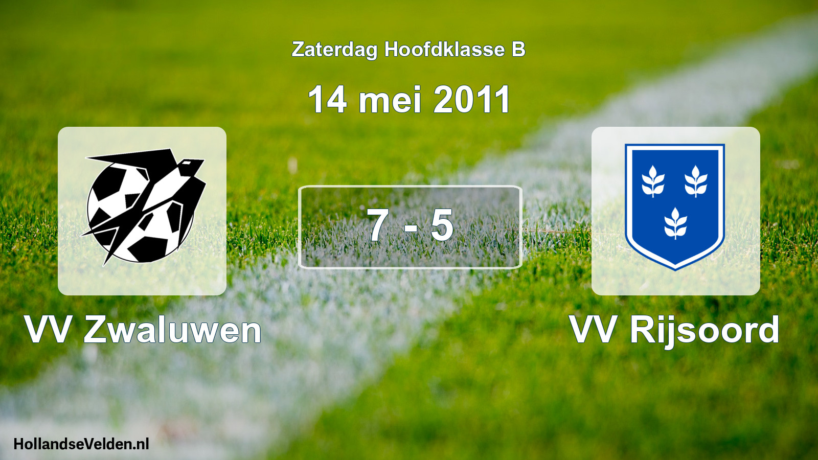 Total number of matches played: VV Zwaluwen - VV Rijsoord 7 - 5 (14 May 2011)