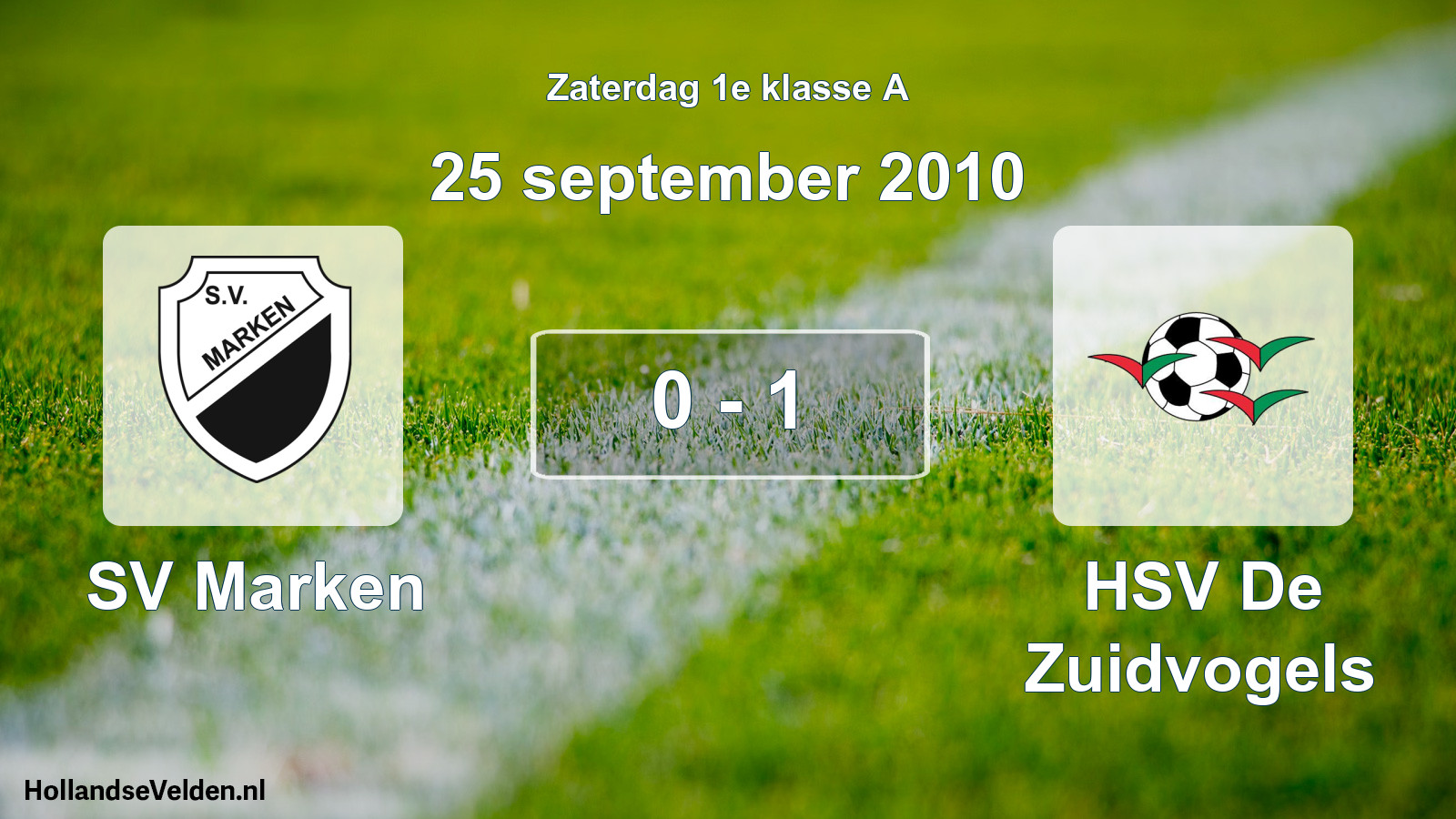 Total number of matches played: SV Marken - HSV De Zuidvogels 0 - 1 (25 September 2010)