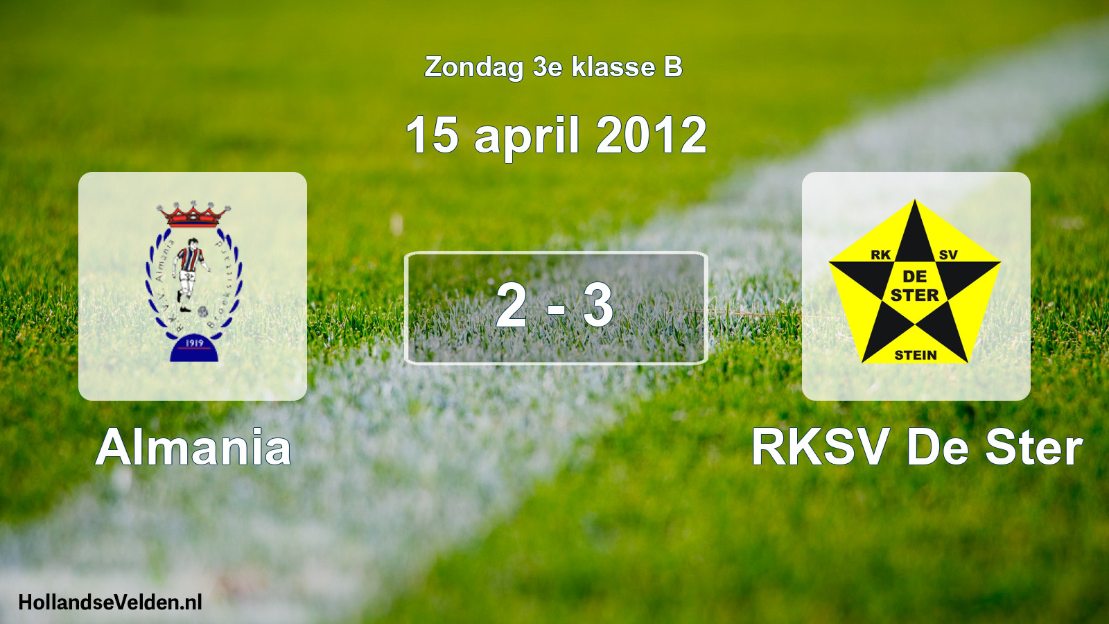 Total number of matches played: Almania - RKSV De Ster 2 - 3 (15 April 2012)