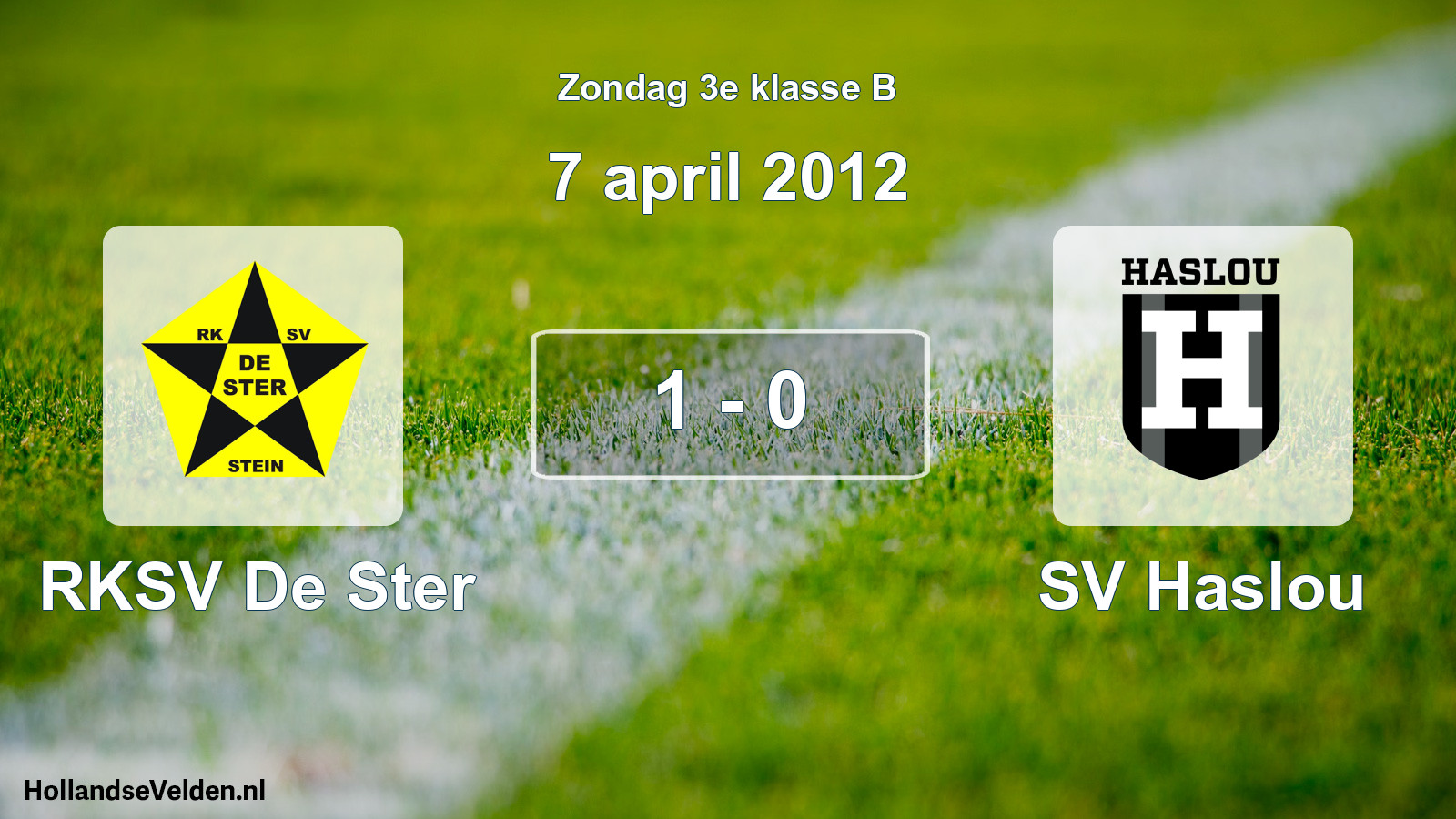 Total number of matches played: RKSV De Ster - SV Haslou 1 - 0 (7 April 2012)