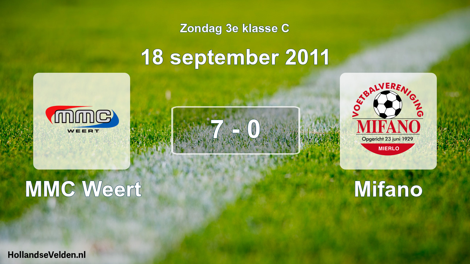 Total number of matches played: MMC Weert - Mifano 7 - 0 (18 September 2011)