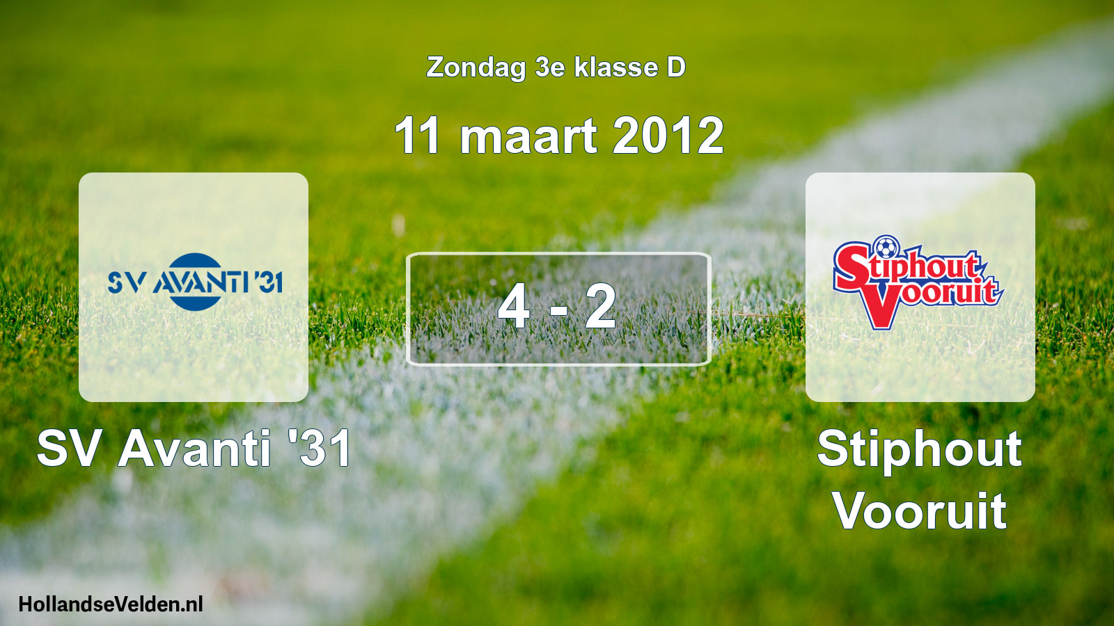 Total number of matches played: SV Avanti '31 - Stiphout Vooruit 4 - 2 (11 March 2012)