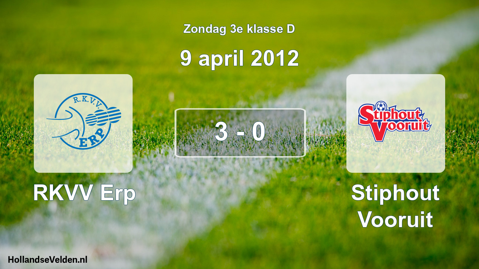 Total number of matches played: RKVV Erp - Stiphout Vooruit 3 - 0 (9 April 2012)