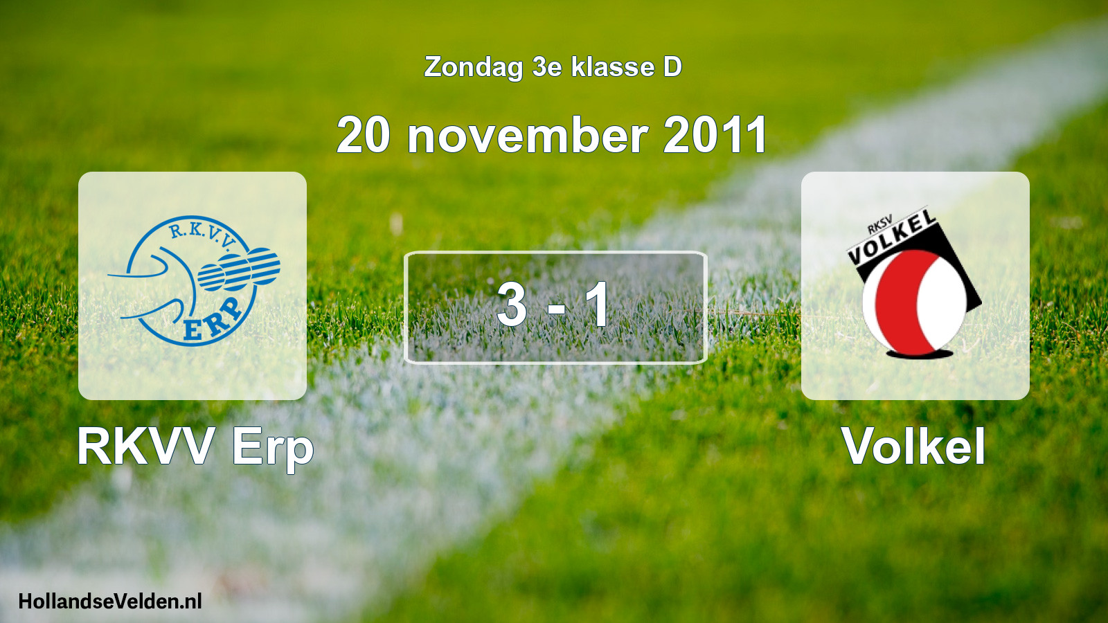 Total number of matches played: RKVV Erp - Volkel 3 - 1 (20 November 2011)