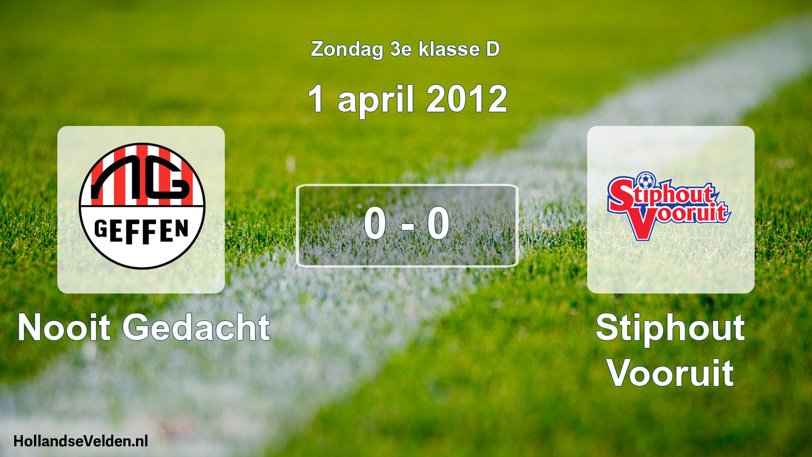 Total number of matches played: Nooit Gedacht - Stiphout Vooruit 0 - 0 (1 April 2012)