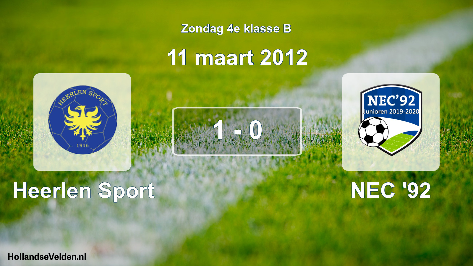 Total number of matches played: Heerlen Sport - NEC '92 1 - 0 (11 March 2012)