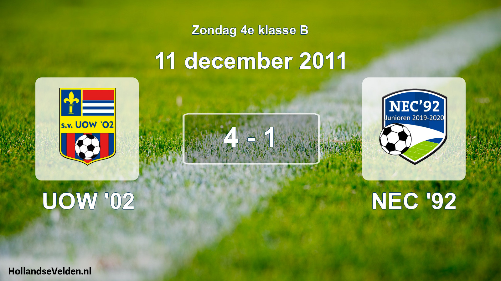 Total number of matches played: UOW '02 - NEC '92 4 - 1 (11 December 2011)