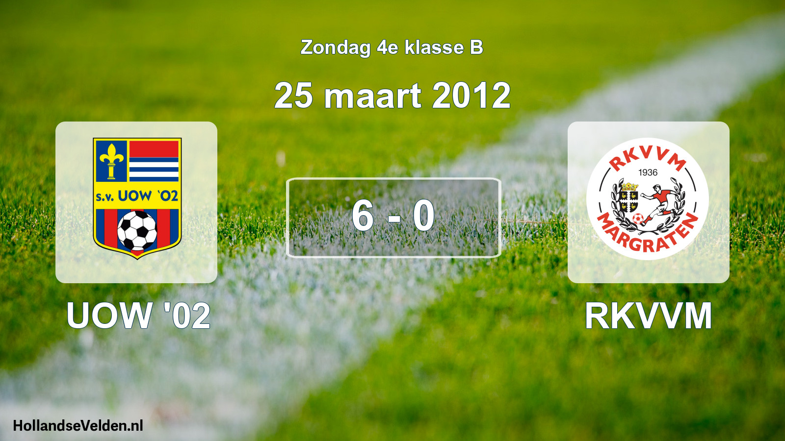 Total number of matches played: UOW '02 - RKVVM 6 - 0 (25 March 2012)