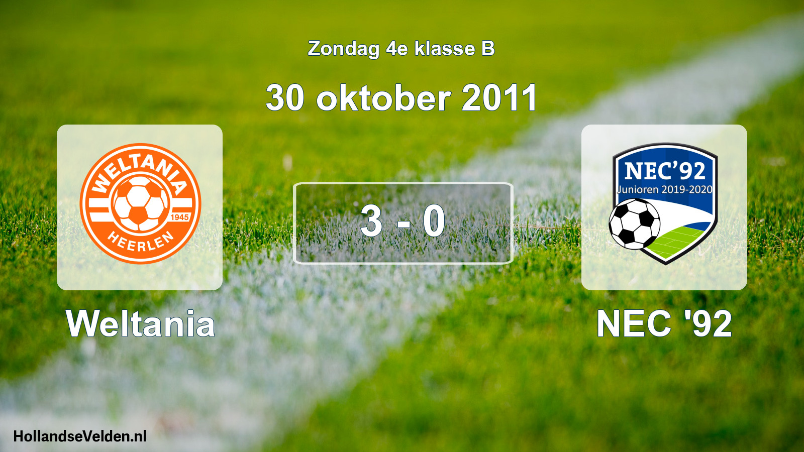 Total number of matches played: Weltania - NEC '92 3 - 0 (30 October 2011)