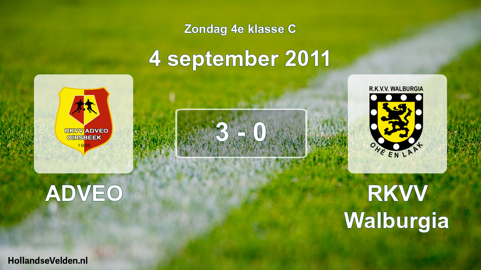 Total number of matches played: ADVEO - RKVV Walburgia 3 - 0 (4 September 2011)
