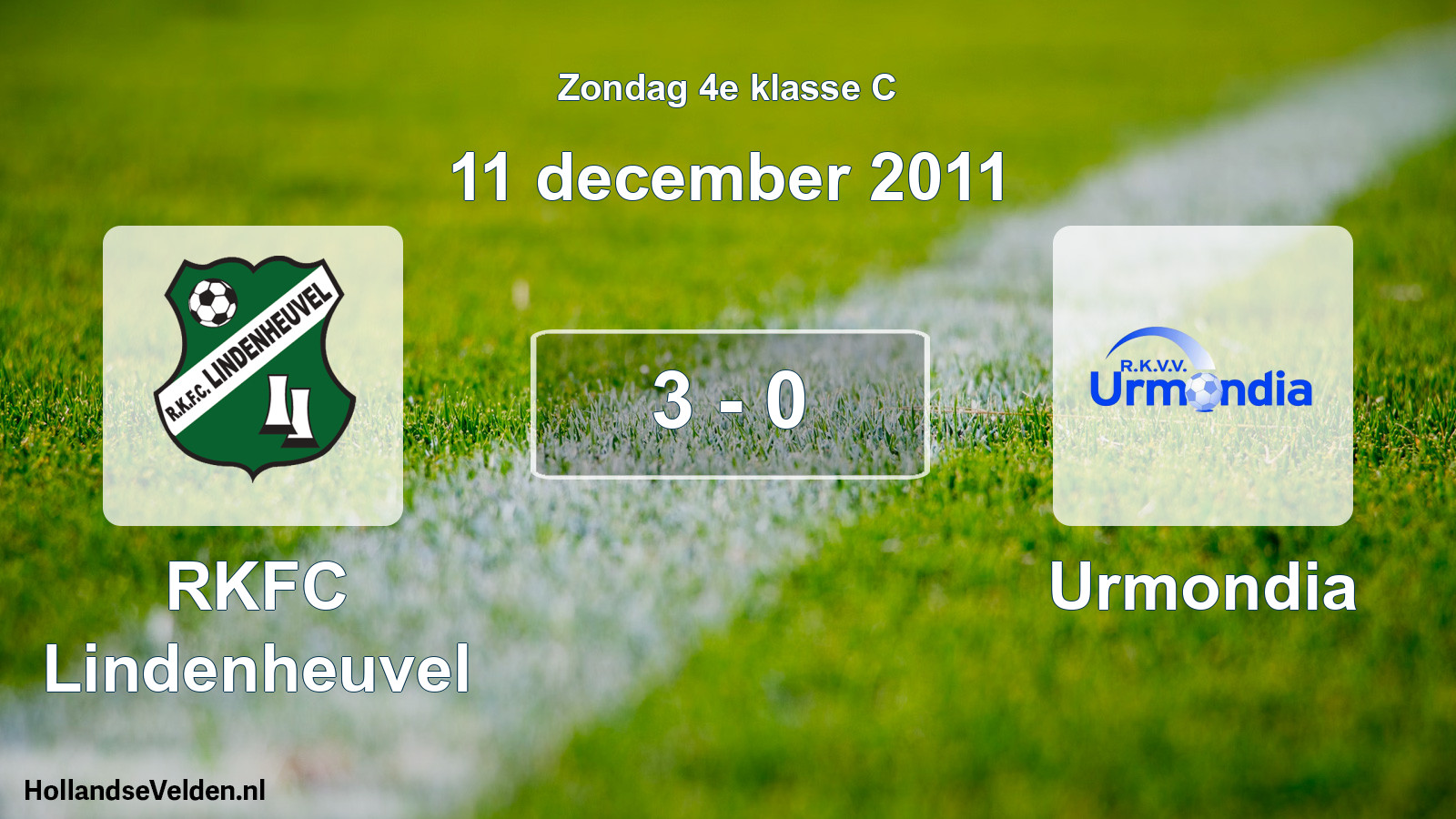 Total number of matches played: RKFC Lindenheuvel - Urmondia 3 - 0 (11 December 2011)