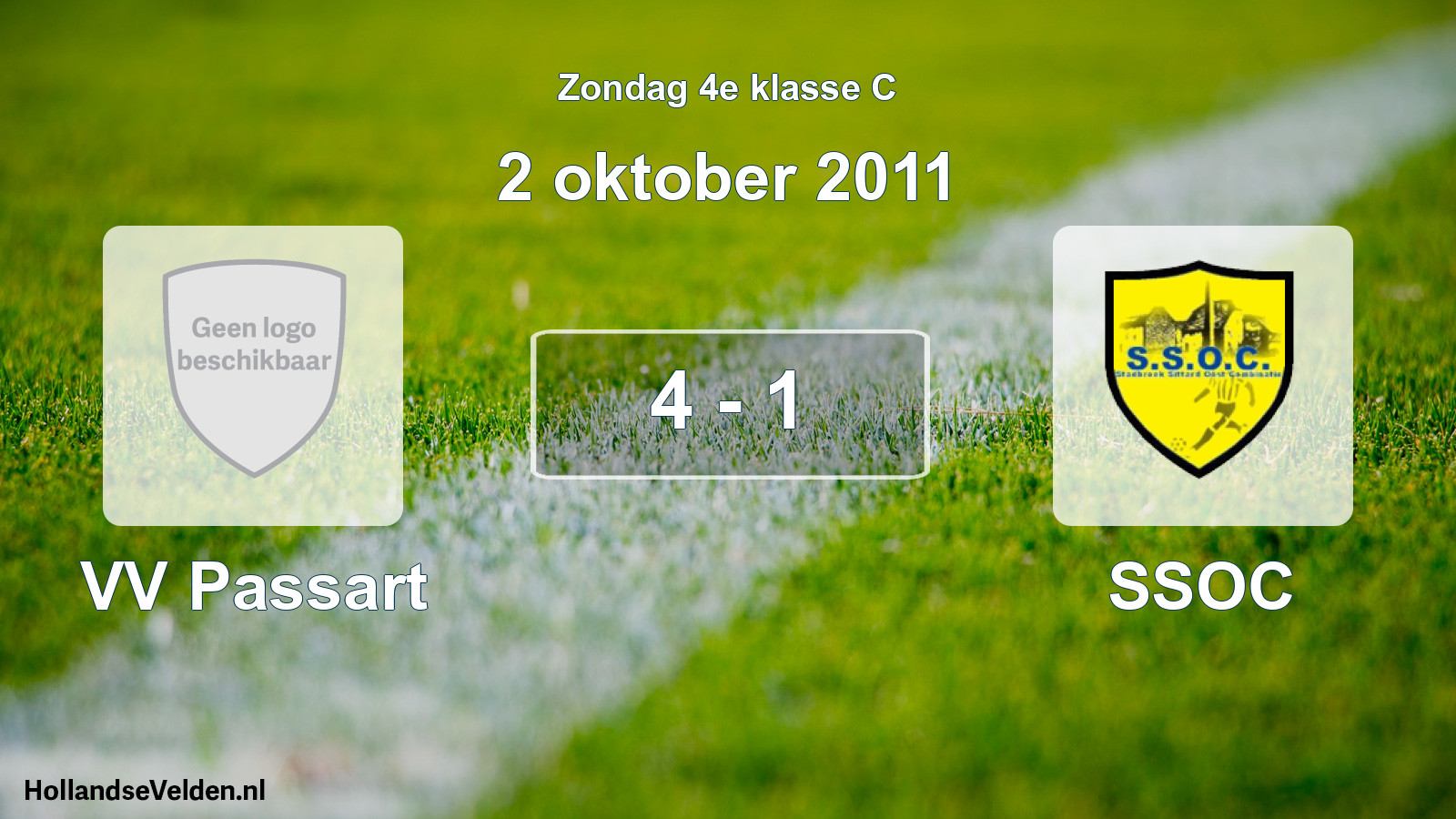 Total number of matches played: VV Passart - SSOC 4 - 1 (2 October 2011)