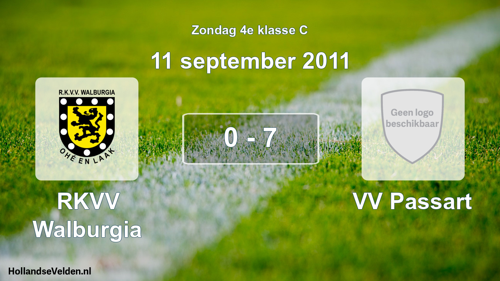 Total number of matches played: RKVV Walburgia - VV Passart 0 - 7 (11 September 2011)