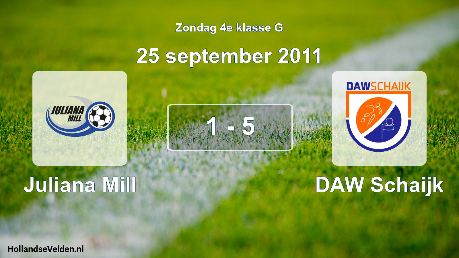 Total number of matches played: Juliana Mill - DAW Schaijk 1 - 5 (25 September 2011)