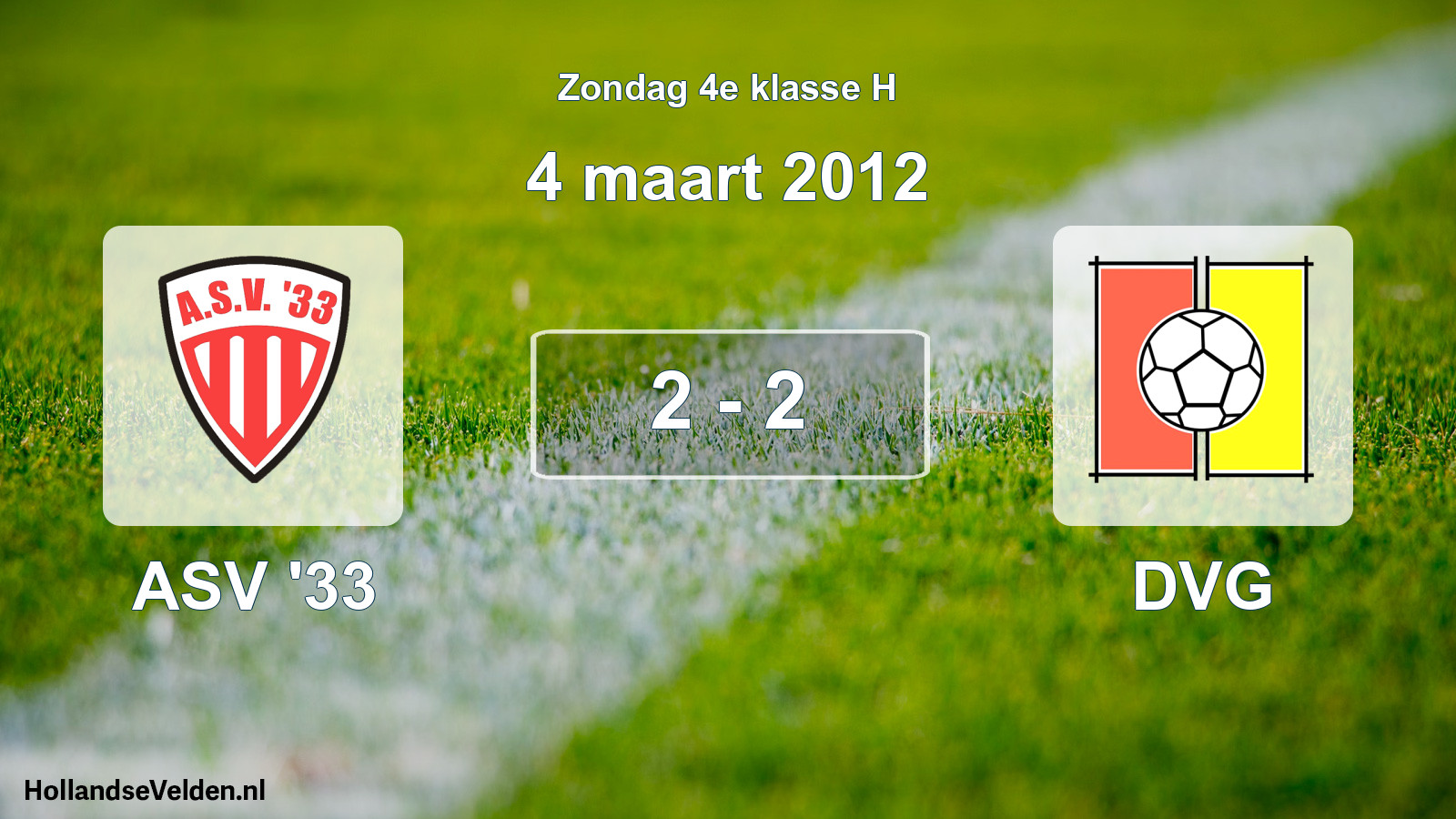 Total number of matches played: ASV '33 - DVG 2 - 2 (4 March 2012)