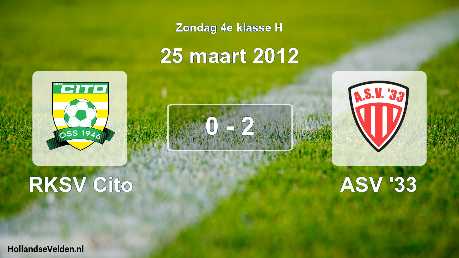 Total number of matches played: RKSV Cito - ASV '33 0 - 2 (25 March 2012)