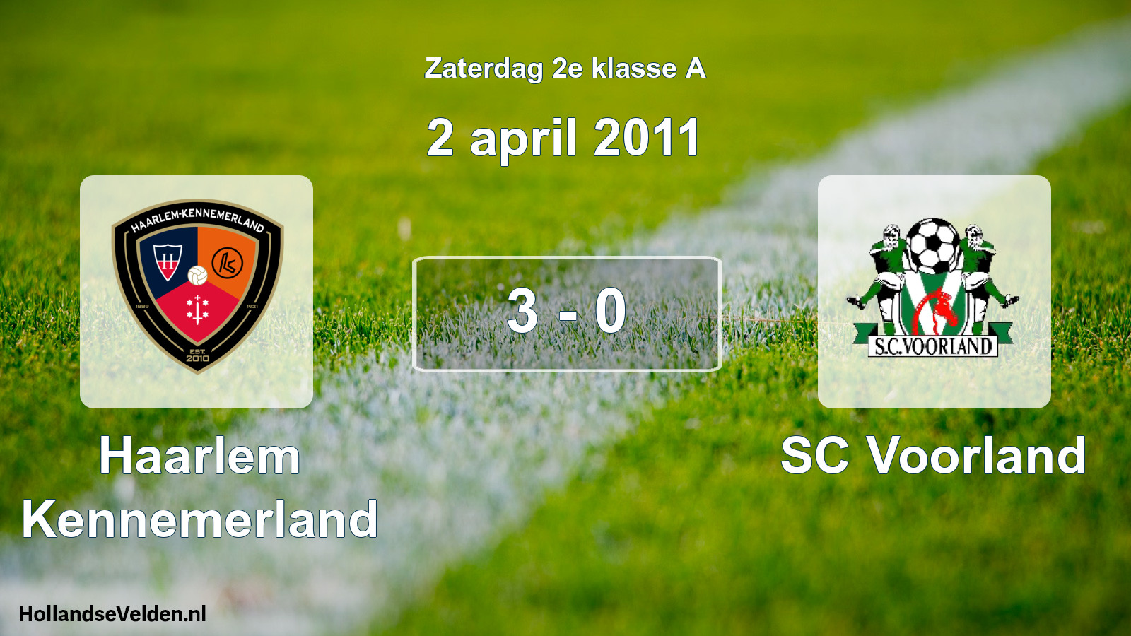 Total number of matches played: Haarlem Kennemerland - SC Voorland 3 - 0 (2 April 2011)