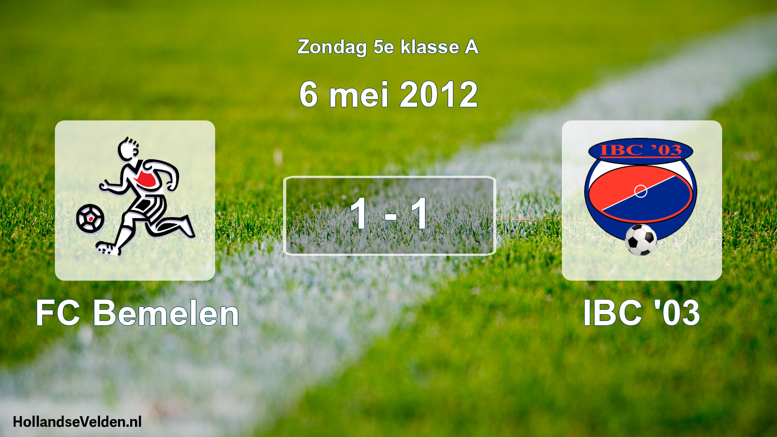 Total number of matches played: FC Bemelen - IBC '03 1 - 1 (6 May 2012)