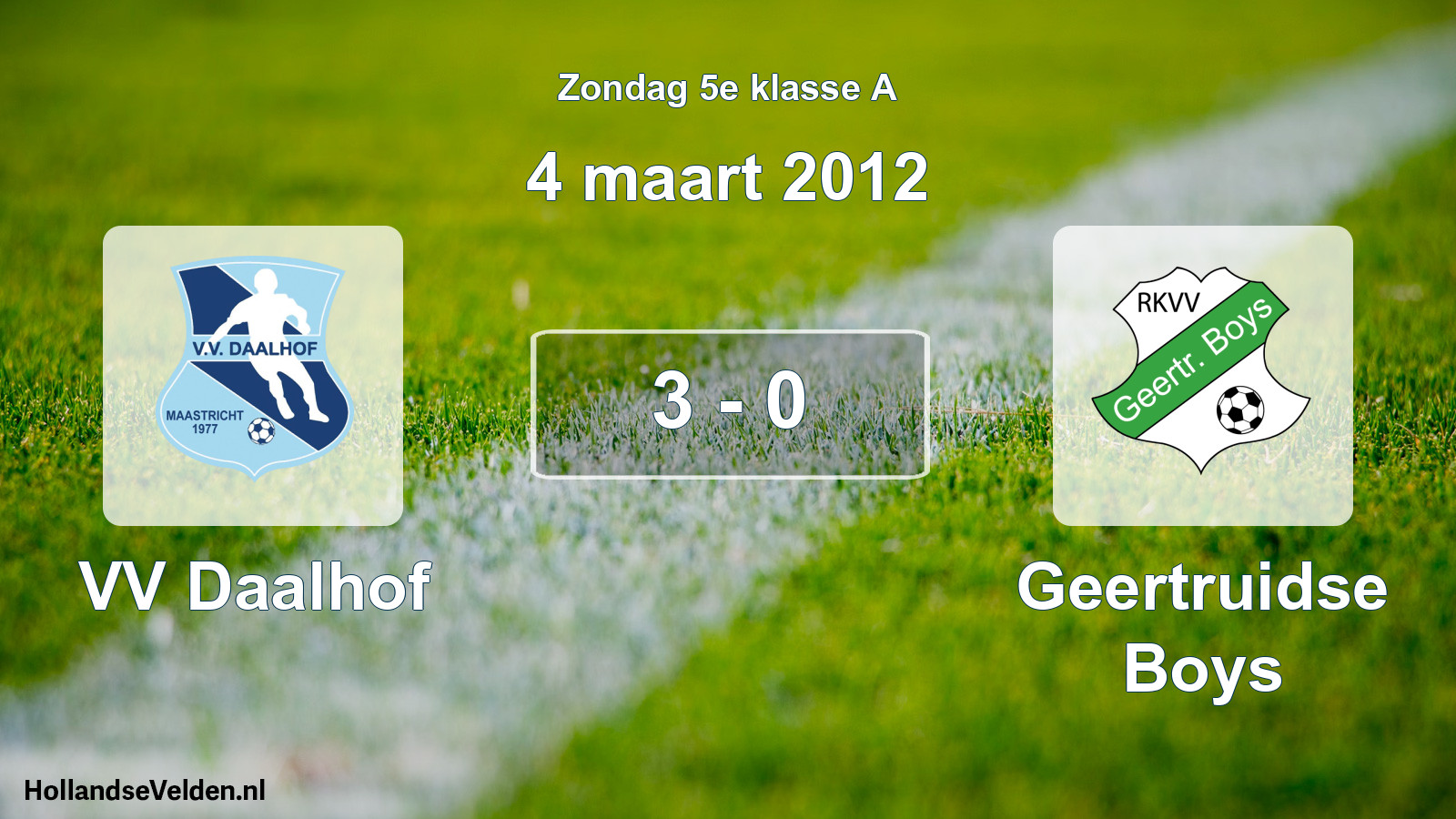 Gespeelde wedstrijd: VV Daalhof - Geertruidse Boys 3 - 0 (4 maart 2012)