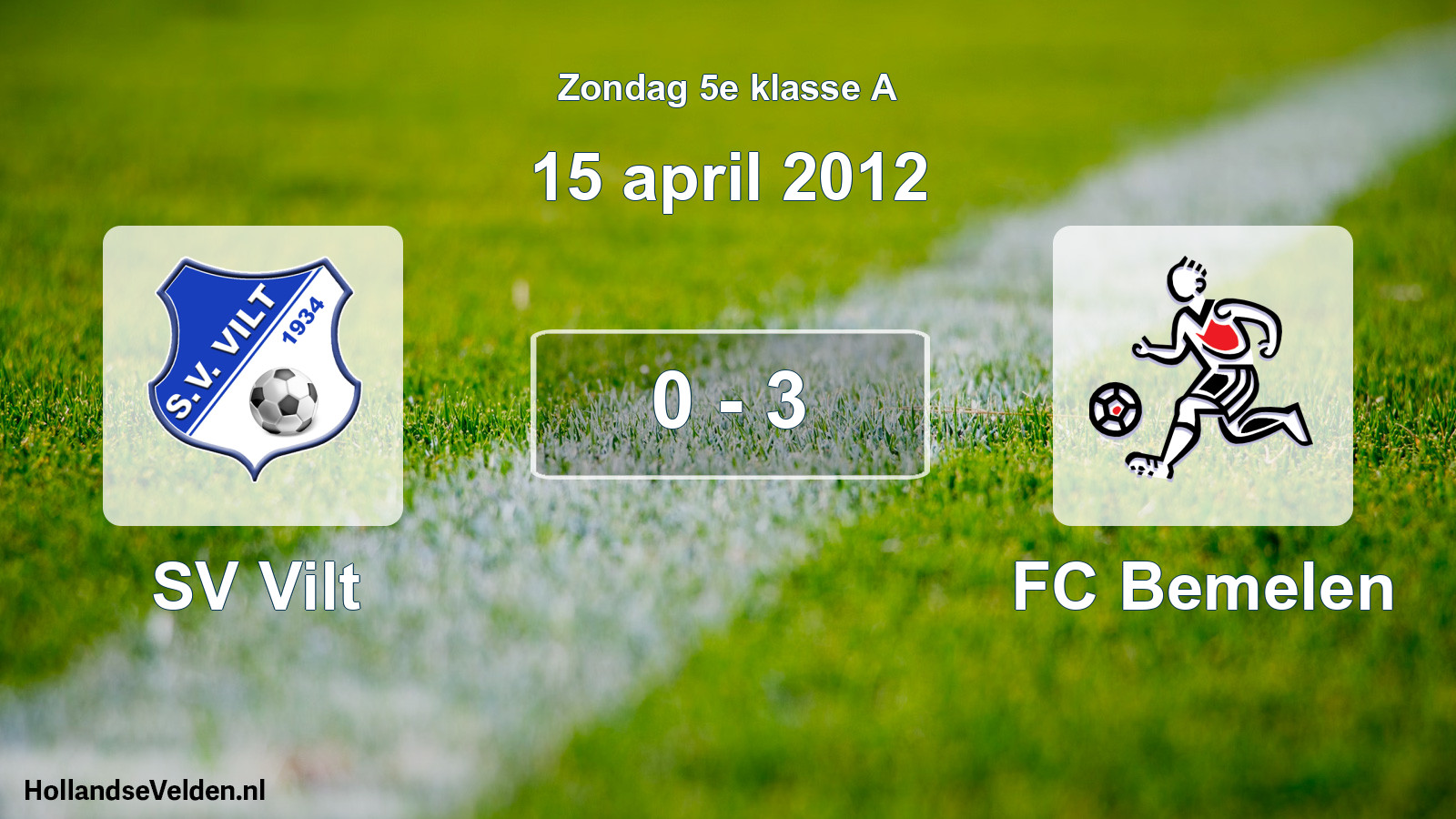 Total number of matches played: SV Vilt - FC Bemelen 0 - 3 (15 April 2012)