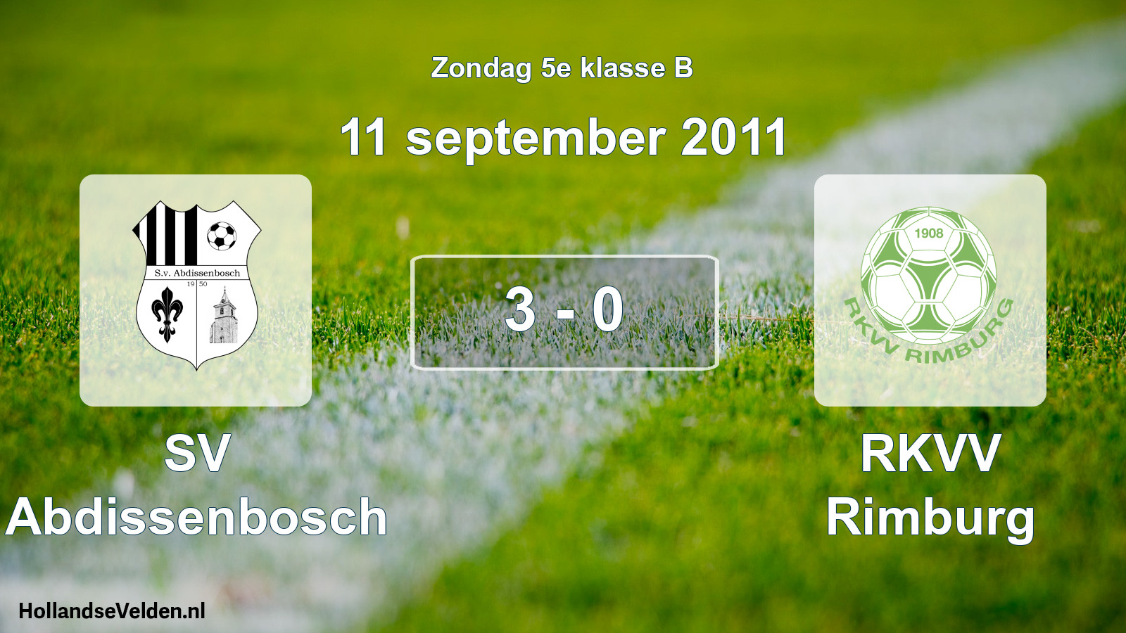 Total number of matches played: SV Abdissenbosch - RKVV Rimburg 3 - 0 (11 September 2011)