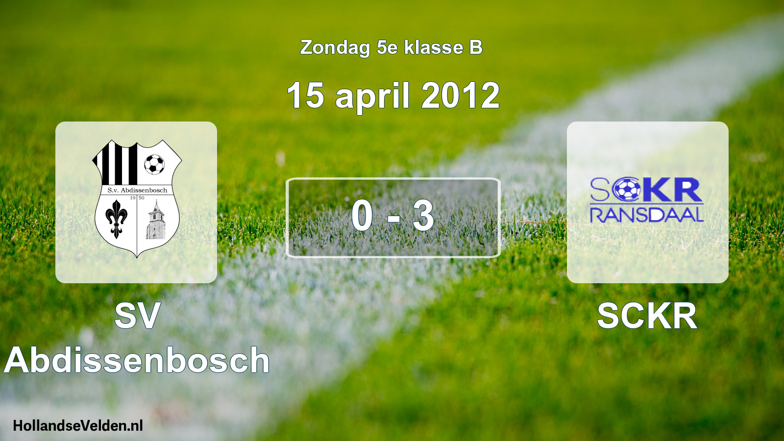 Total number of matches played: SV Abdissenbosch - SCKR 0 - 3 (15 April 2012)