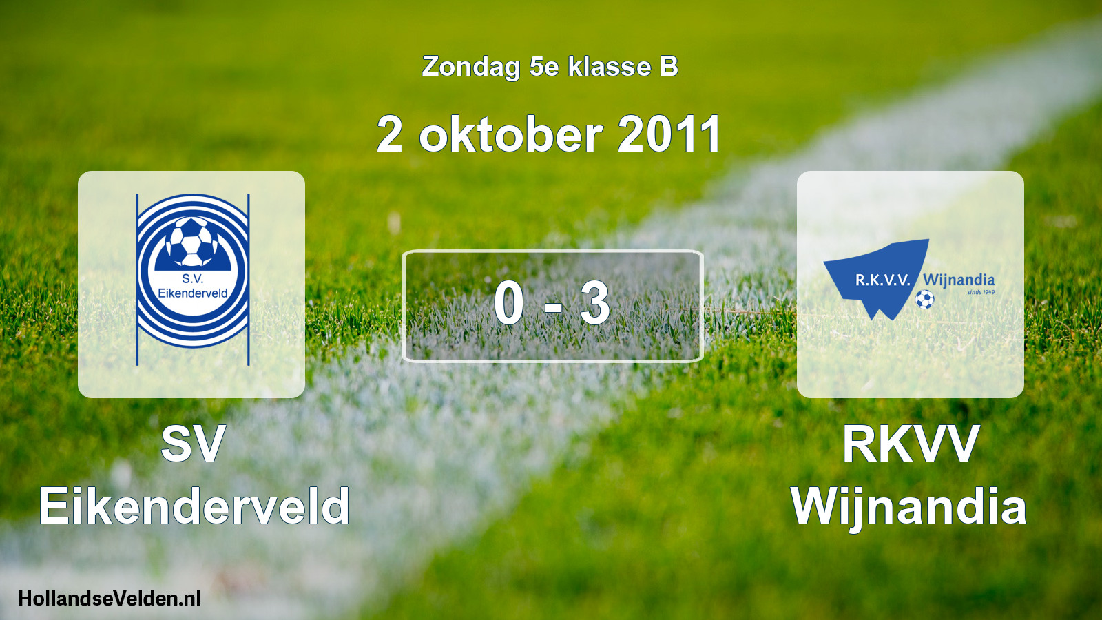 Total number of matches played: SV Eikenderveld - RKVV Wijnandia 0 - 3 (2 October 2011)