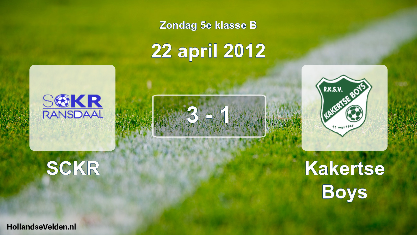 Total number of matches played: SCKR - Kakertse Boys 3 - 1 (22 April 2012)