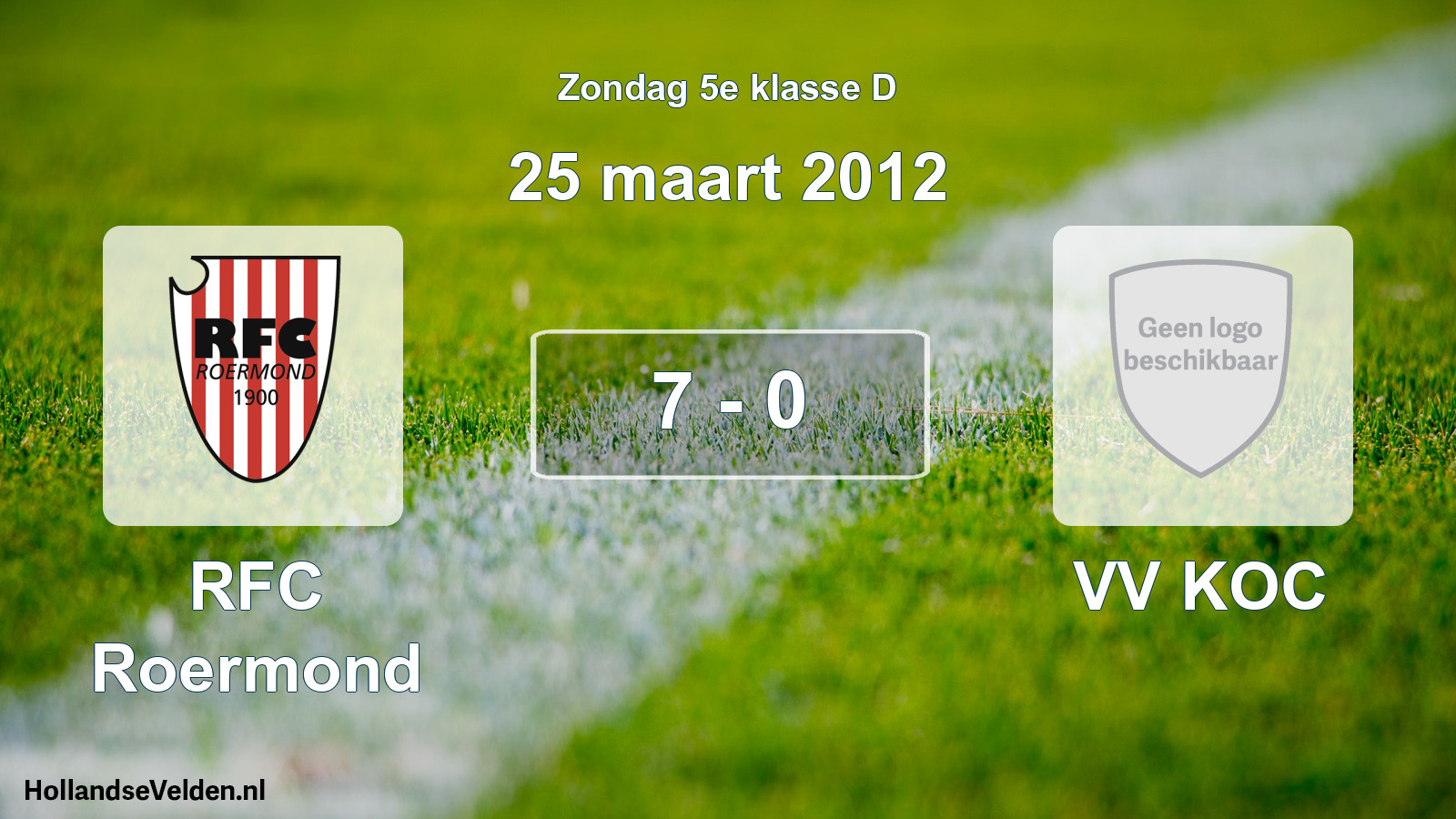 Total number of matches played: RFC Roermond - VV KOC 7 - 0 (25 March 2012)