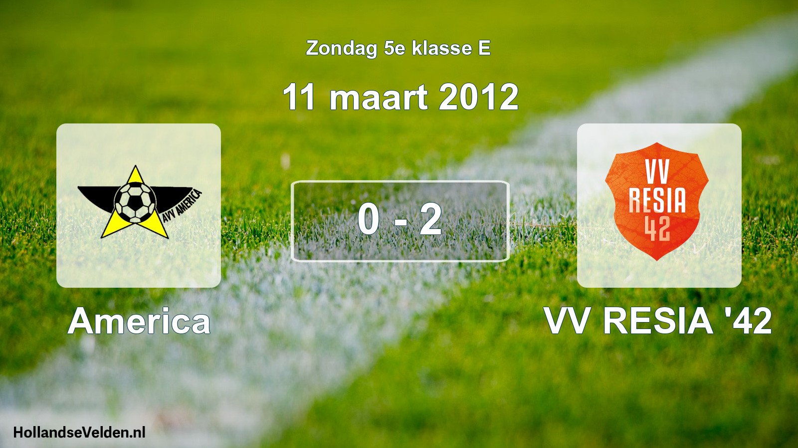Total number of matches played: America - VV RESIA '42 0 - 2 (11 March 2012)