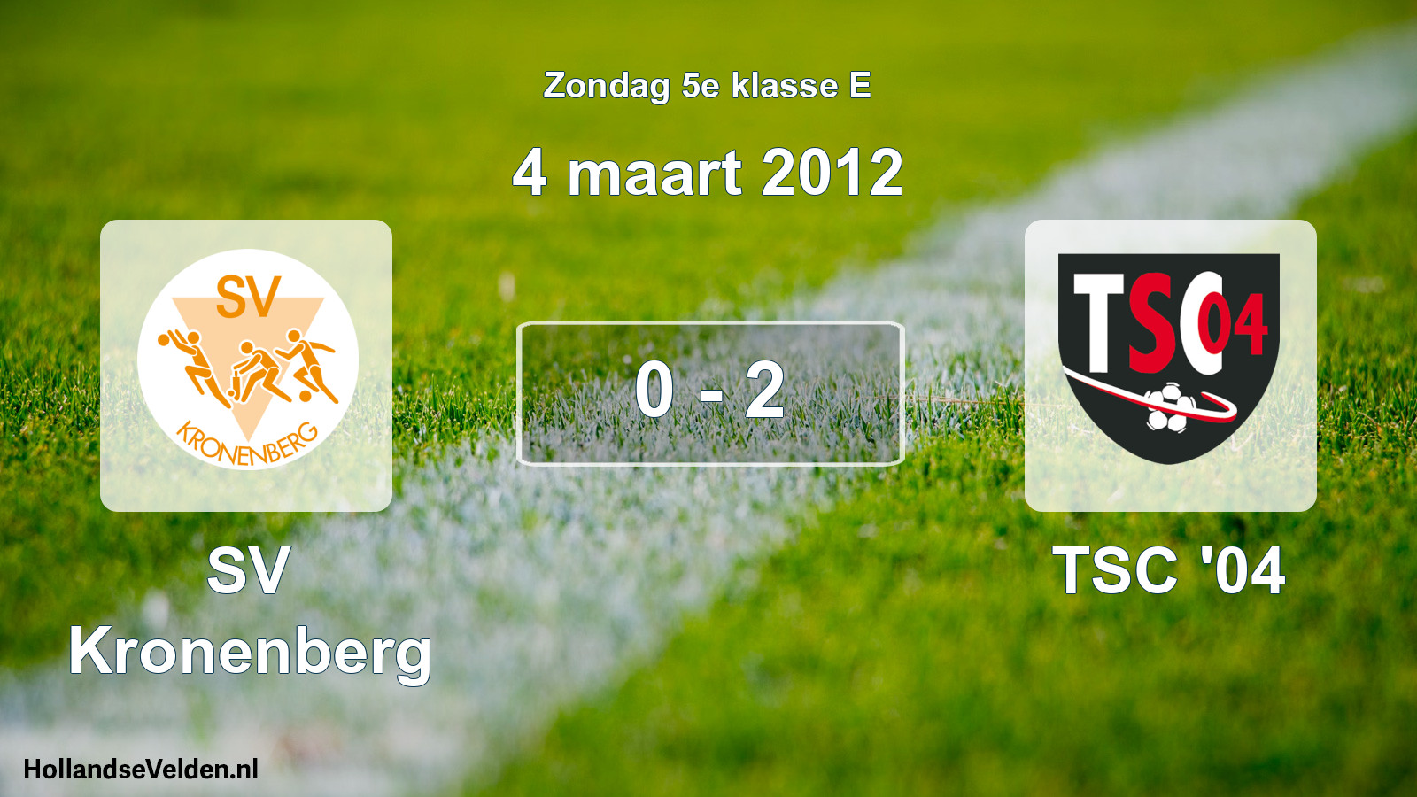 Total number of matches played: SV Kronenberg - TSC '04 0 - 2 (4 March 2012)