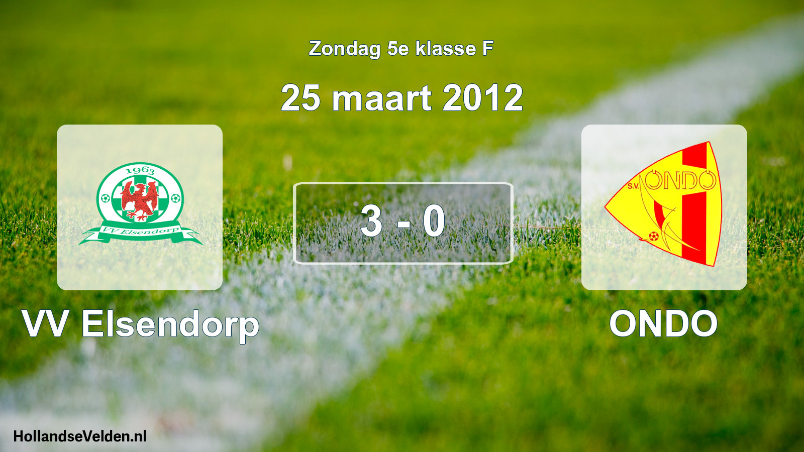 Total number of matches played: VV Elsendorp - ONDO 3 - 0 (25 March 2012)