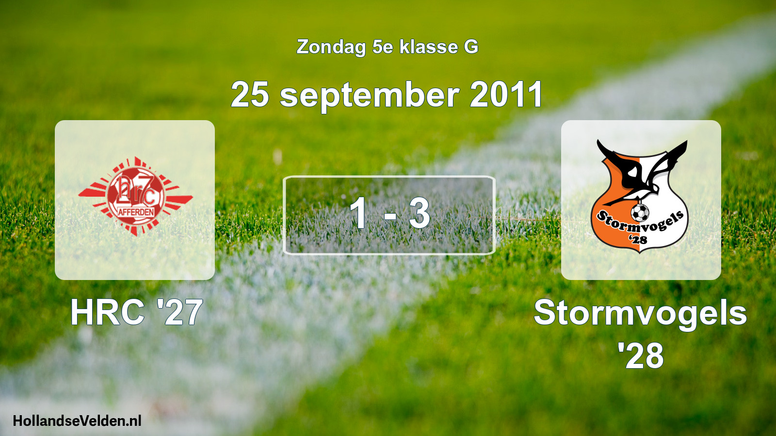 Total number of matches played: HRC '27 - Stormvogels '28 1 - 3 (25 September 2011)