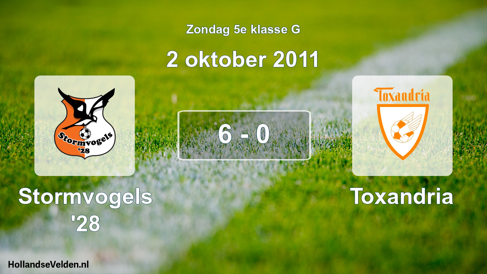 Total number of matches played: Stormvogels '28 - Toxandria 6 - 0 (2 October 2011)