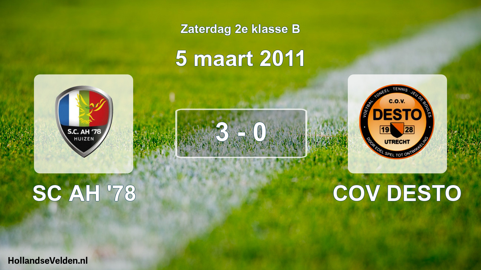 Total number of matches played: SC AH '78 - COV DESTO 3 - 0 (5 March 2011)