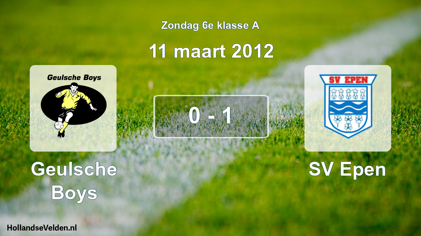 Total number of matches played: Geulsche Boys - SV Epen 0 - 1 (11 March 2012)