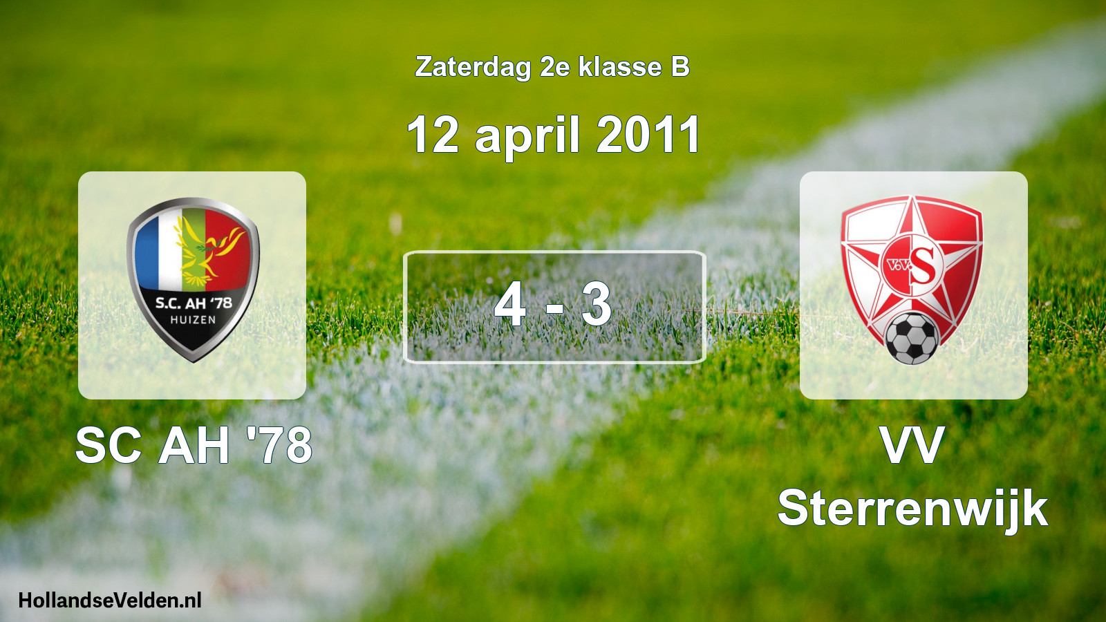 Total number of matches played: SC AH '78 - VV Sterrenwijk 4 - 3 (12 April 2011)