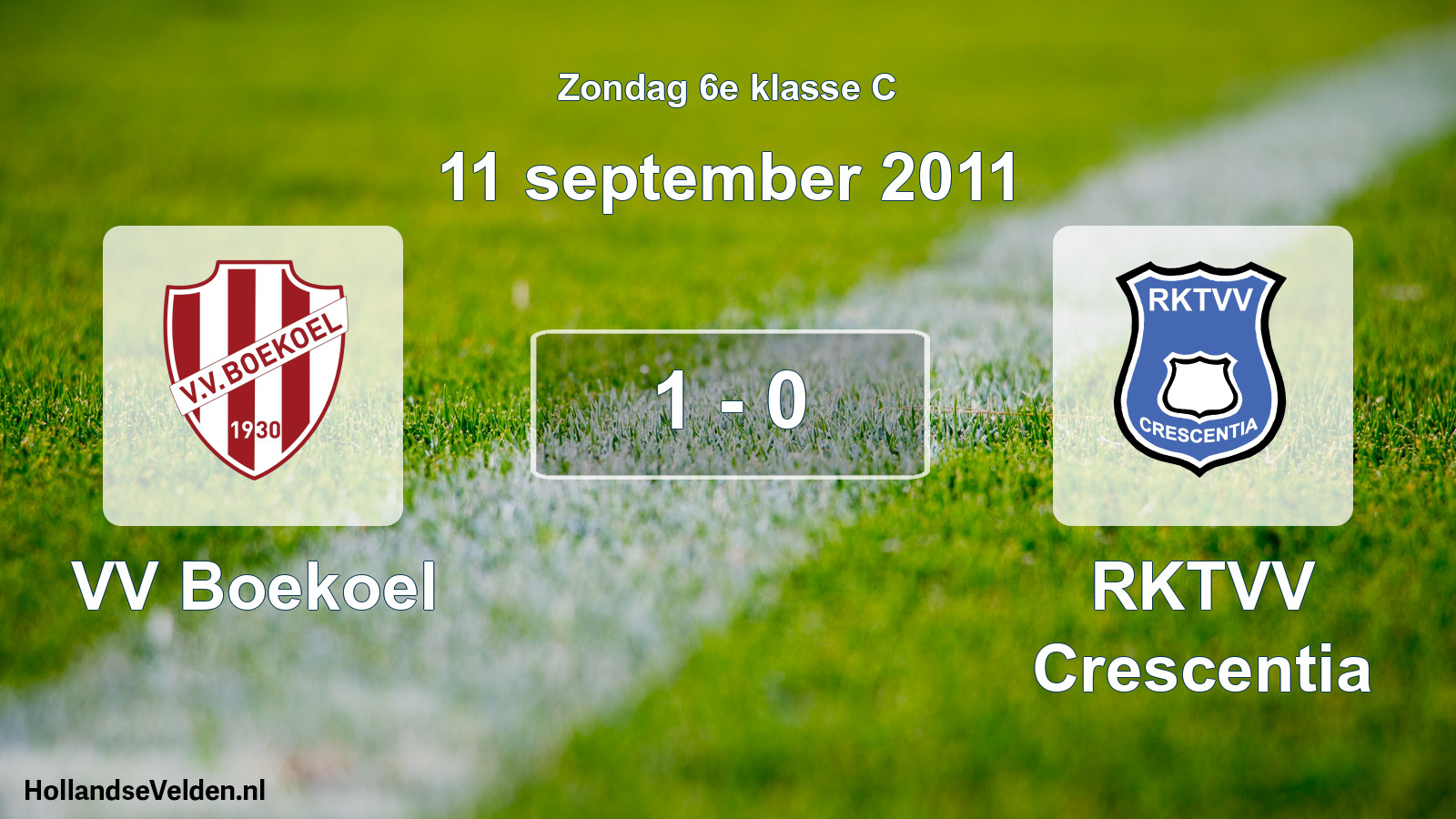 Total number of matches played: VV Boekoel - RKTVV Crescentia 1 - 0 (11 September 2011)