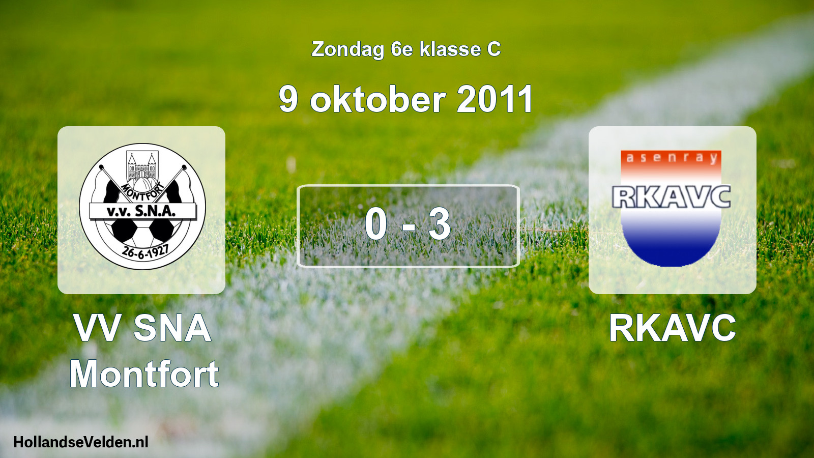 Total number of matches played: VV SNA Montfort - RKAVC 0 - 3 (9 October 2011)