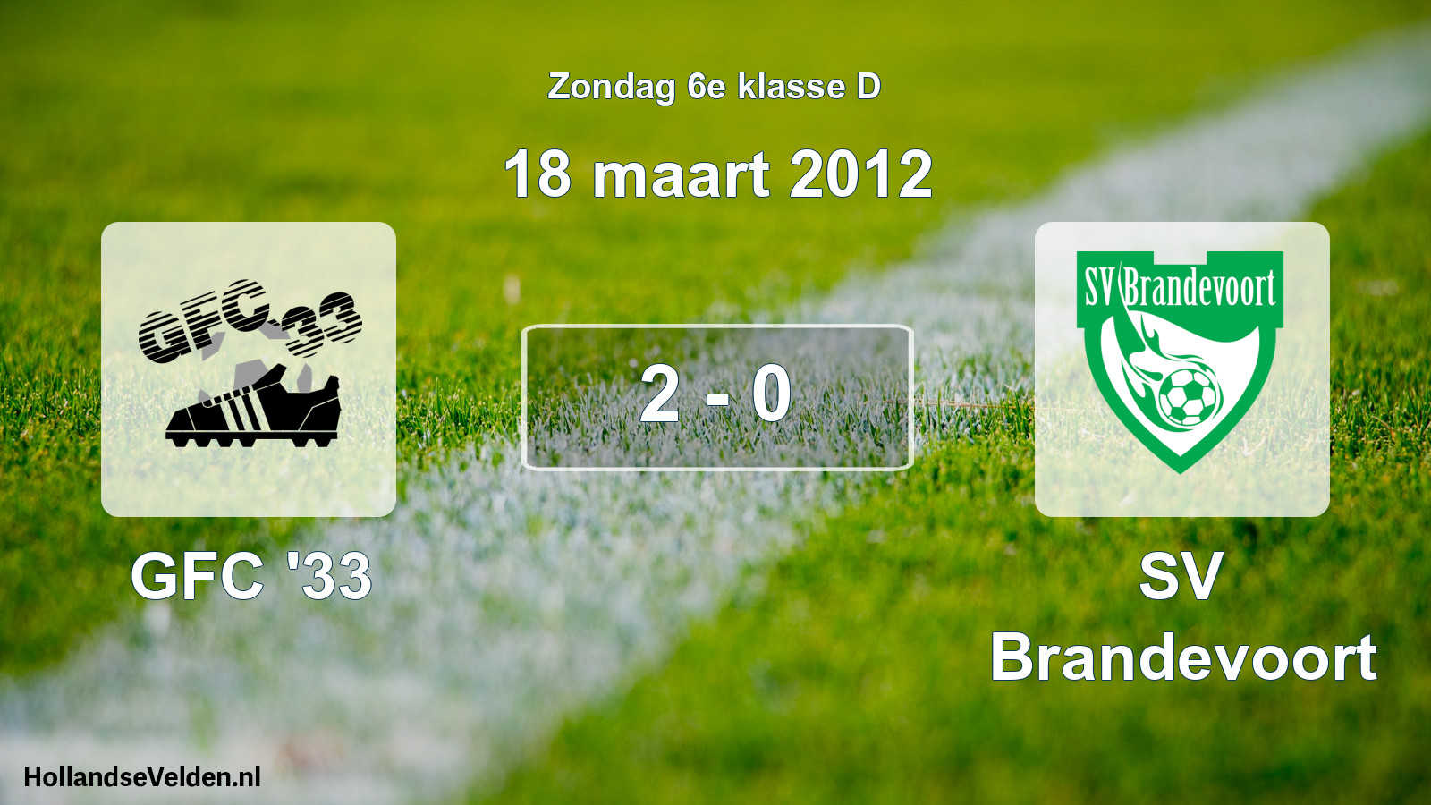 Total number of matches played: GFC '33 - SV Brandevoort 2 - 0 (18 March 2012)