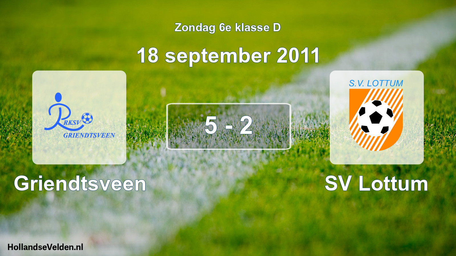 Total number of matches played: Griendtsveen - SV Lottum 5 - 2 (18 September 2011)