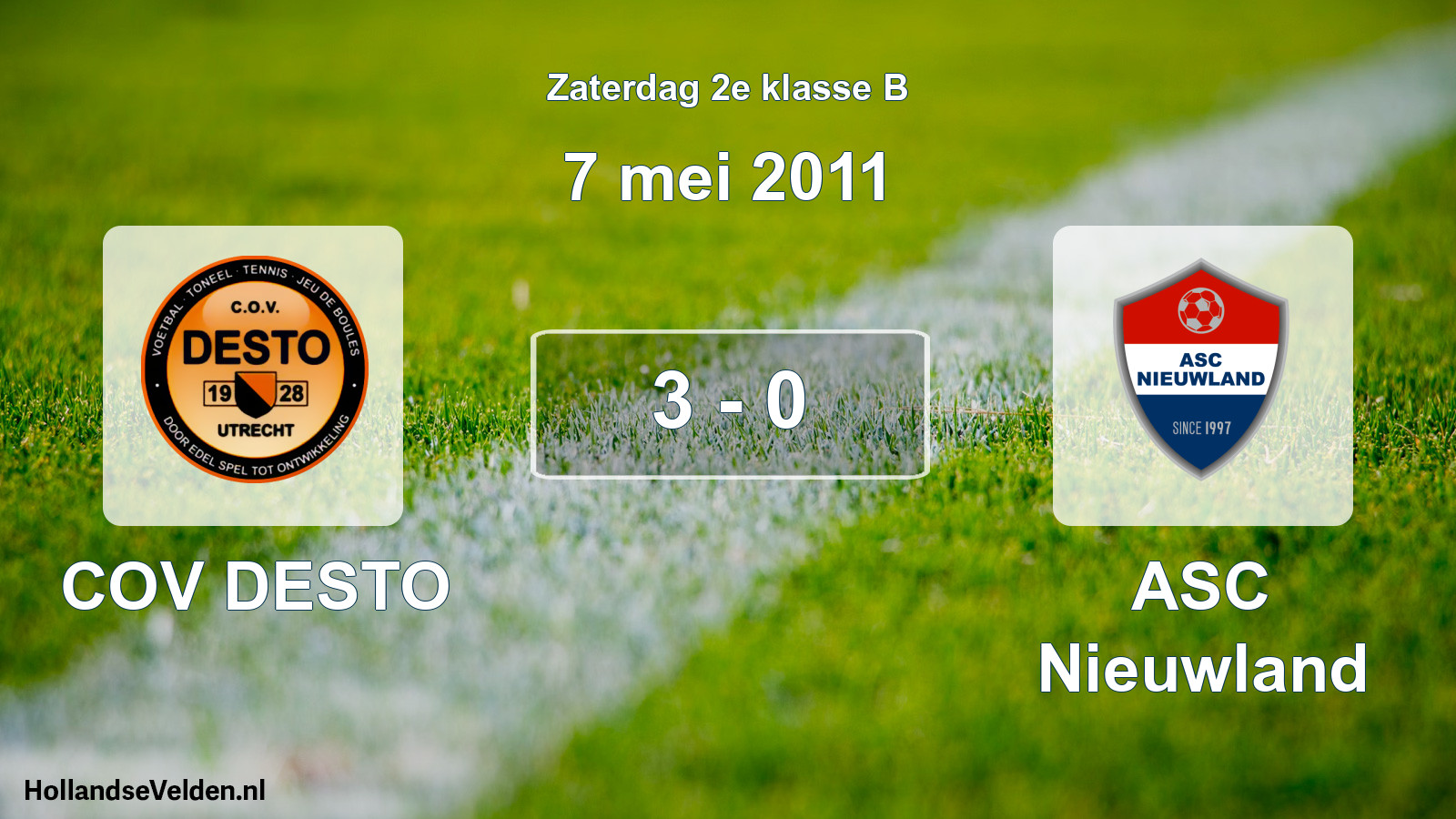 Total number of matches played: COV DESTO - ASC Nieuwland 3 - 0 (7 May 2011)