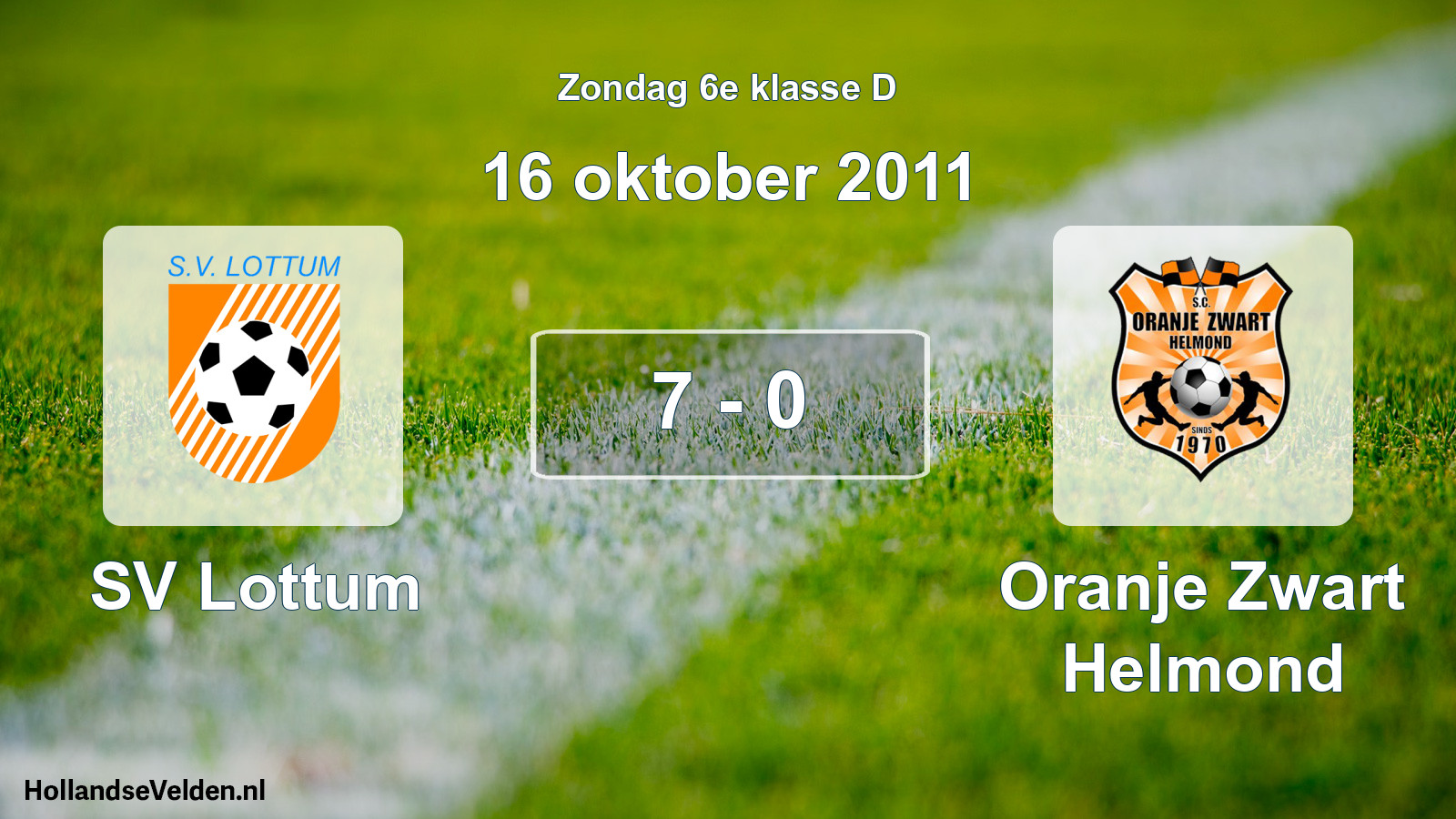 Total number of matches played: SV Lottum - Oranje Zwart Helmond 7 - 0 (16 October 2011)