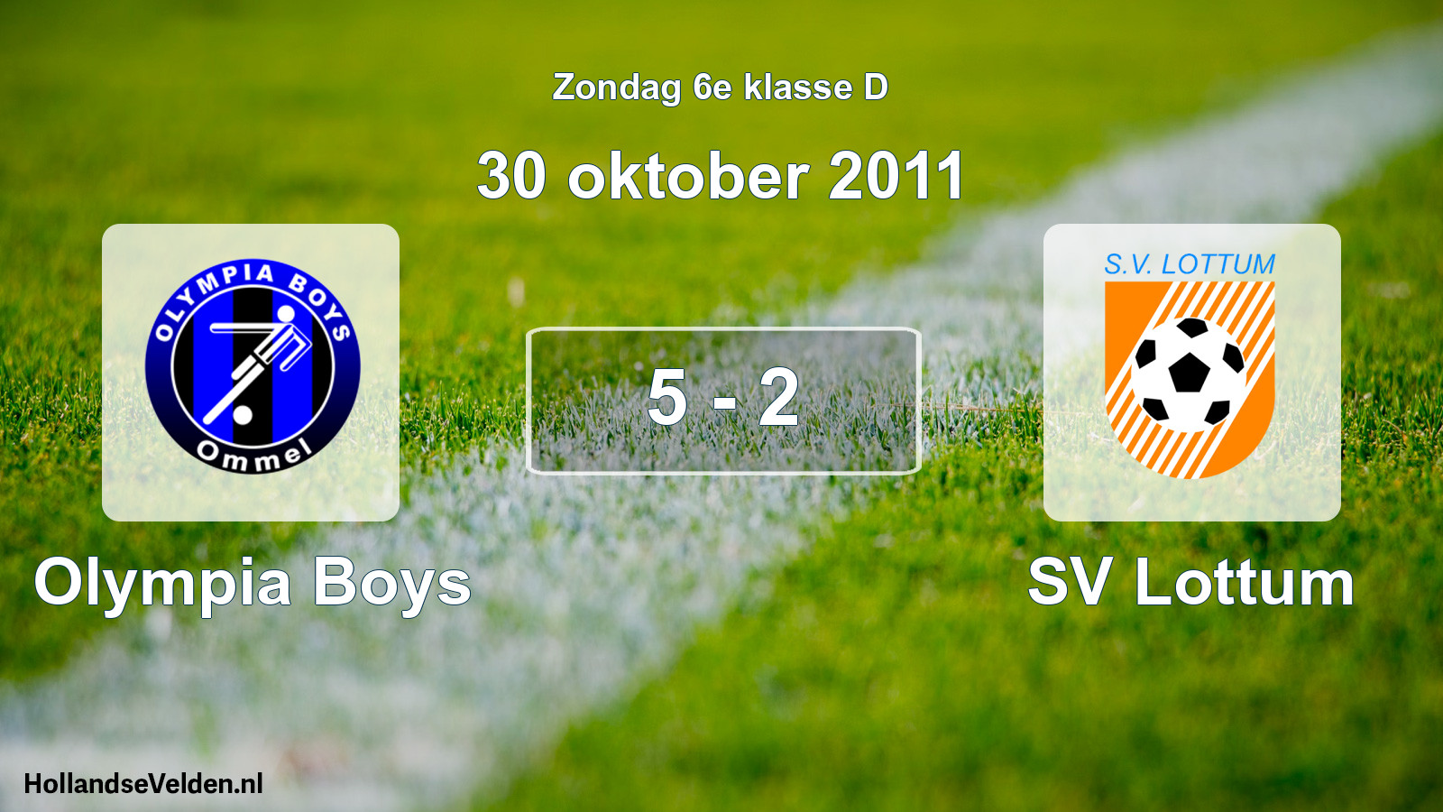 Total number of matches played: Olympia Boys - SV Lottum 5 - 2 (30 October 2011)