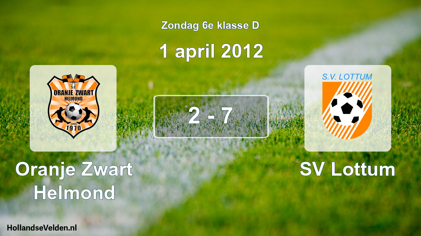 Total number of matches played: Oranje Zwart Helmond - SV Lottum 2 - 7 (1 April 2012)