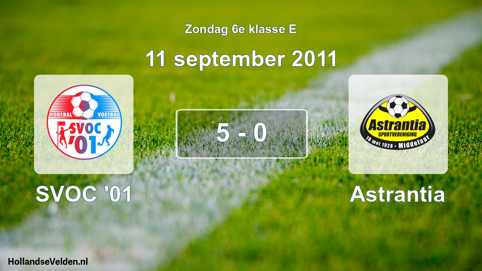 Total number of matches played: SVOC '01 - Astrantia 5 - 0 (11 September 2011)