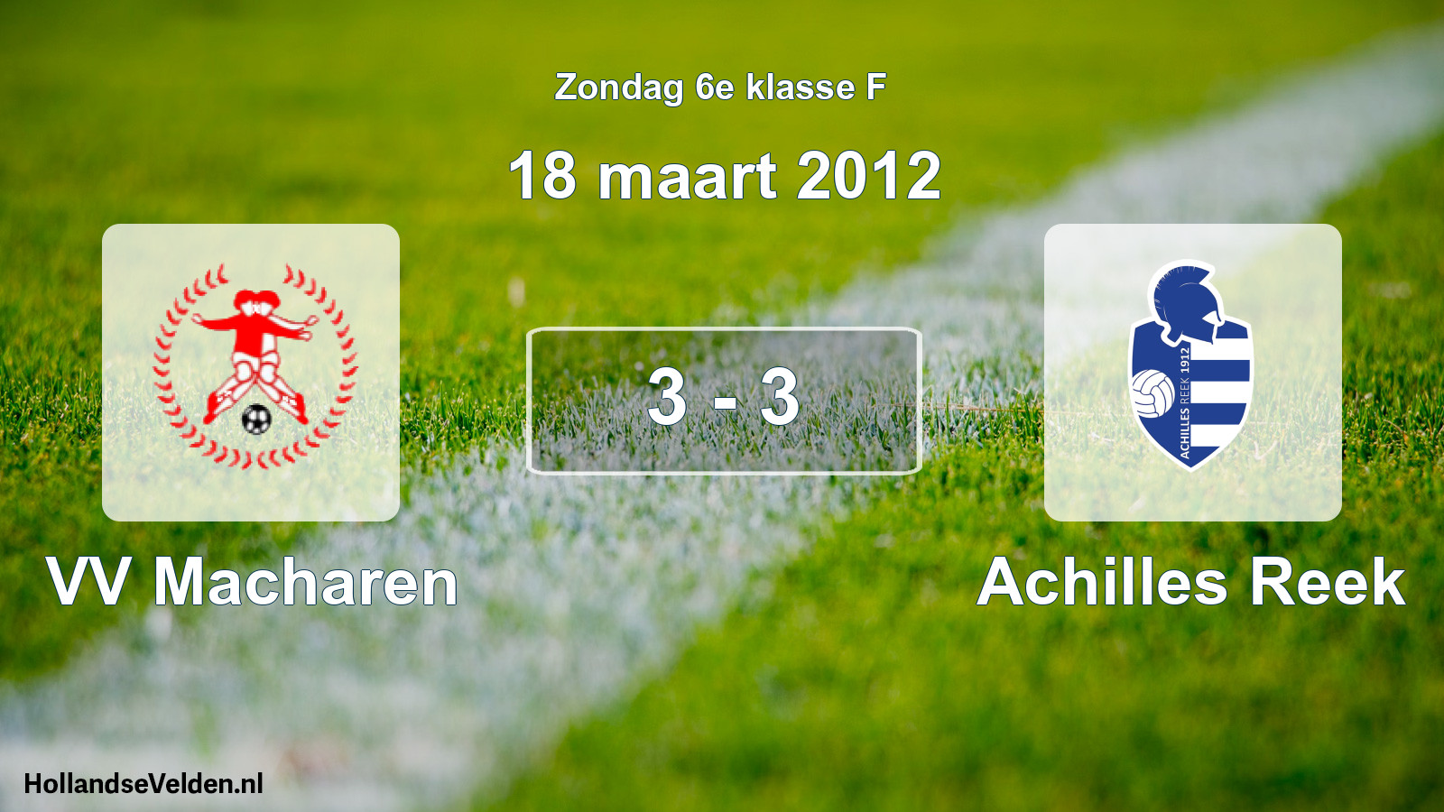Total number of matches played: VV Macharen - Achilles Reek 3 - 3 (18 March 2012)