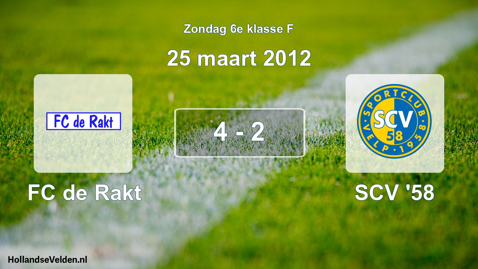 Total number of matches played: FC de Rakt - SCV '58 4 - 2 (25 March 2012)